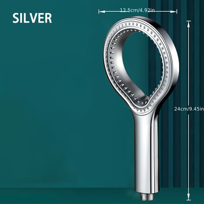 High Pressure Shower Head Without Hose, Plastic Material, Circular Design, Wall Mounted, Handheld Spray for Bathroom, Black/Silvery/Grey Shower Tub Head, Bathroom Accessories