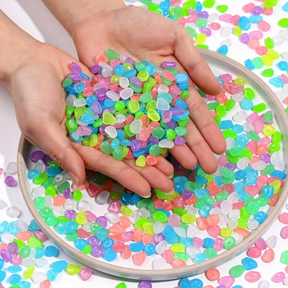 100pcs Glow-in-the-Dark Resin Mini Pebbles - Blue & Green Glowing Stones for DIY Crafts, Garden Pathways, Aquarium Decor, and Festive Outdoor Displays, Garden Decorations, Aquarium Ornaments, Festive Display Stones, Durable D