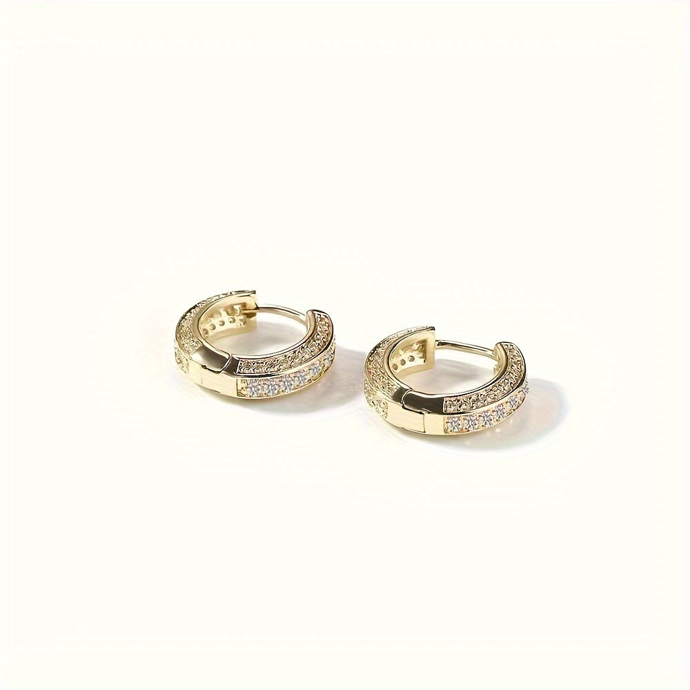 2pcs new style fashion hoop earrings cubic Synthetic Zirconia cartilage hypoallergenic luxury fashion round earrings Men's jewelry