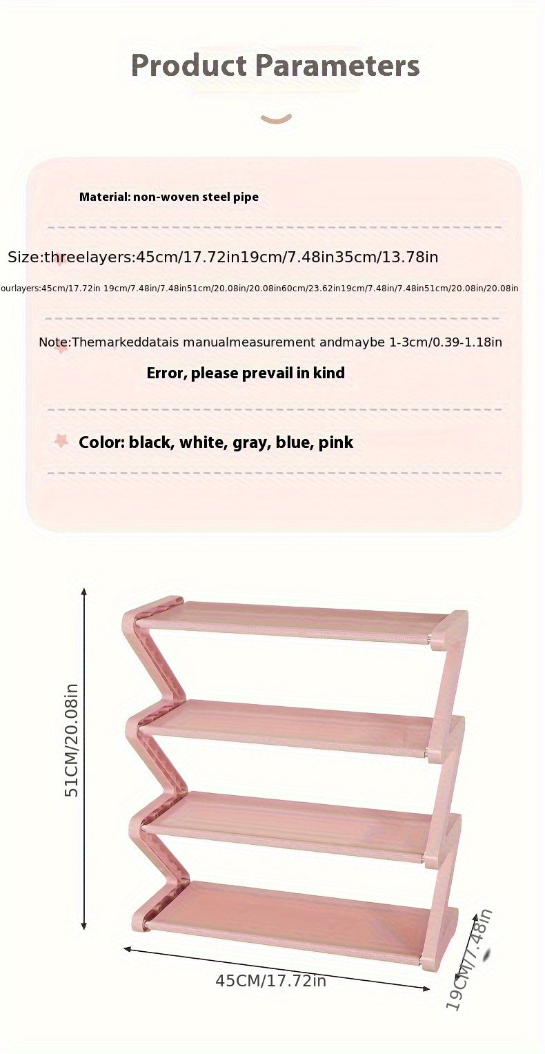 4-Tier Free Standing Shoe Rack - Z-Shaped Stackable Shoe Organizer with Metal Frame & Plastic Shelves, No-Tool Assembly, 4kg Capacity, Space-Saving Floor Mount Storage for Entryway, Living Room, Dorm - Durable Home & Dorm Roo