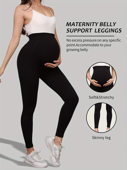 Women'S Seamless High-Elasticity Maternity Yoga Leggings - Breathable, Abdominal Support, High-Waisted, All-Season, Solid Color, Comfortable for Pregnancy Workouts, Maternity Yoga Pants, Pregnancy Exercise Wear, Highwaisted L