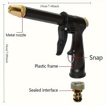 1pc Heavy-Duty High-Pressure Car Wash Spray Gun - Durable Plastic, Copper Nozzle, Multi-Function Garden Hose Nozzle for Powerful Cleaning & Watering - Ideal for Car Washing, Gardening & Outdoor Use - Perfect Gift for Car Enth