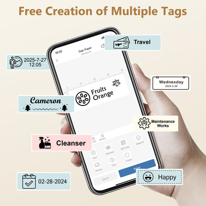 Portable Label Printer And Label Paper, P31S Mini Label Printer, Wireless Connection, No Need for Ink Or Toner, Suitable for Smartphones, Home, Office, School, Equipped with a Roll of Self-Adhesive Label Paper, Available in D