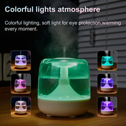 Colorful Acrylic Humidifier with Night Light - Continuous & Intermittent Spray, Essential Oil Diffuser, 7 Color LED Light, USB Powered, Ideal for Living Room, Bedroom, Office, Bedroom Humidifier | Modern Humidifier | Colorful