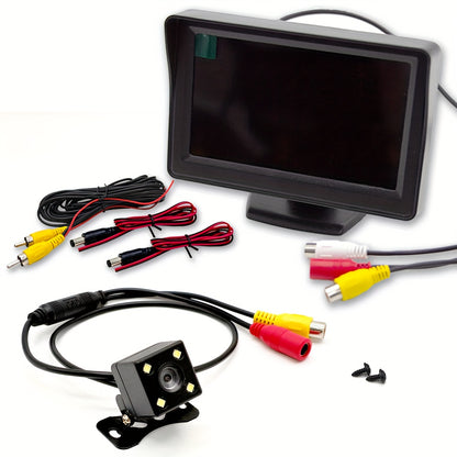Car Rearview Reversing Camera 4.3-Inch Display LCD Monitor, Car Safety Parking Assistance Products, Reversing Camera to Help You Quickly And Safely Back Up, for Pickup Trucks, Rvs, Cars, Campers, Easy to Install, a Must for N