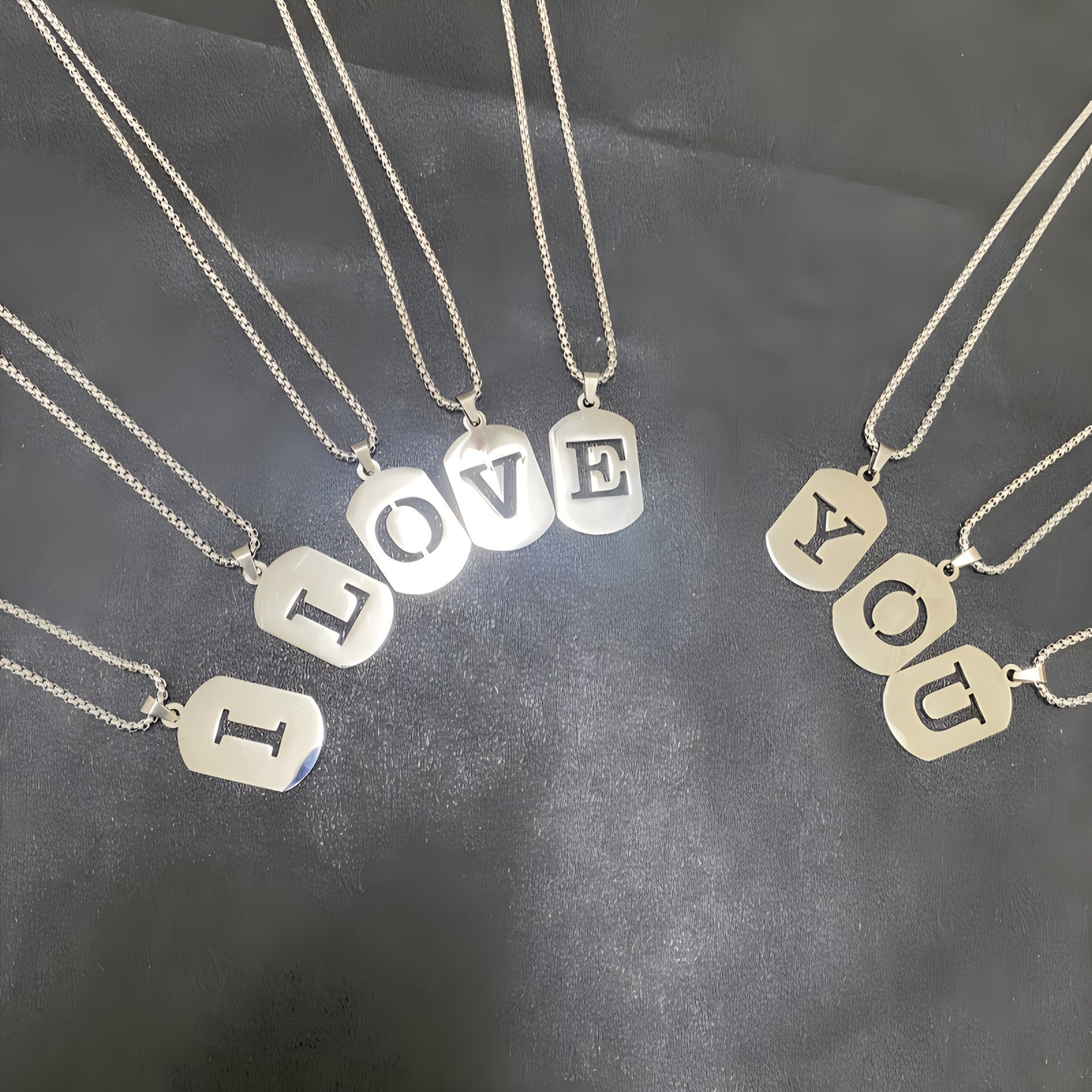 1pc Fashionable And Personalized, Geometric Square Hollow 26 English Letters Pendant Stainless Steel Necklace, Simple And Versatile Accessories for Men And Women.
