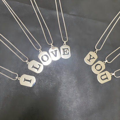 1pc Fashionable And Personalized, Geometric Square Hollow 26 English Letters Pendant Stainless Steel Necklace, Simple And Versatile Accessories for Men And Women.
