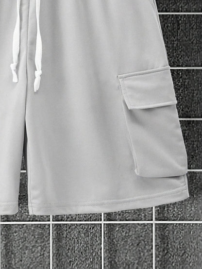 Summer Heavyweight FOG Color Earth Tone Short Sleeve Shorts Streetwear Loose Fashion Set