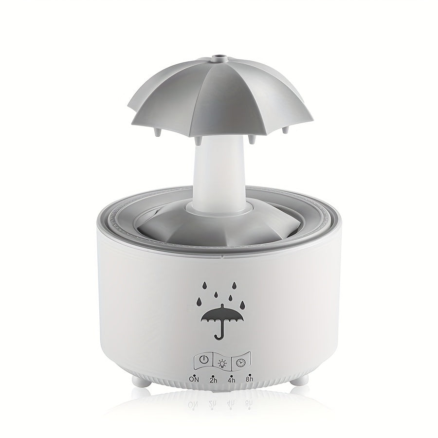 1pc Rotating Umbrella Aroma Diffuser | Humidifier, with Simulated Raindrops, Remote Control, Can Add Essential Oils, Three-Speed Timer, Rotating Raindrop Design, Humidifier | Essential Oils Diffuser, Suitable for Home Relaxat