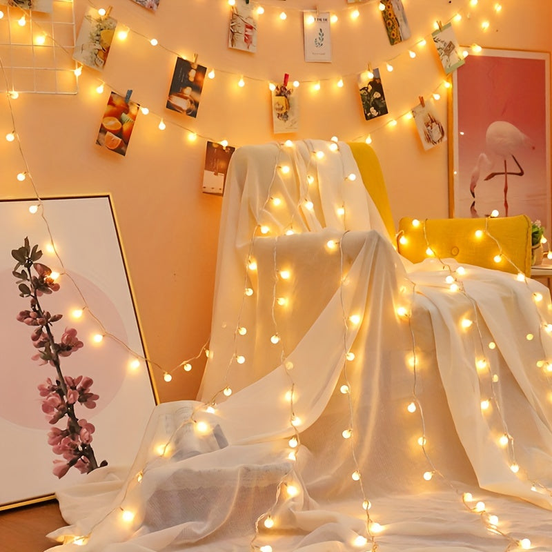 1pc USB-Powered 8 Lighting Modes Ball String Lights - Energy-Efficient, Touch Control, Ideal for Home Decor, Parties, Weddings, Ramadan & Eid al Fitr, Bedroom Wall Decor, Party Lighting | Elegant Lighting | USB Powered Lights