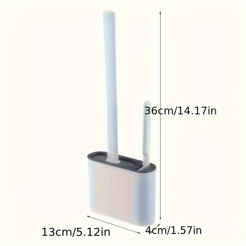 1 Set of 2 Toilet Brushes and 1 Toilet Seat, Wall-Mounted Toilet Brush, Silicone Soft Toilet Head, Long Handle Toilet Brush, Multi-Functional Household Cleaning Tool, Home Essentials