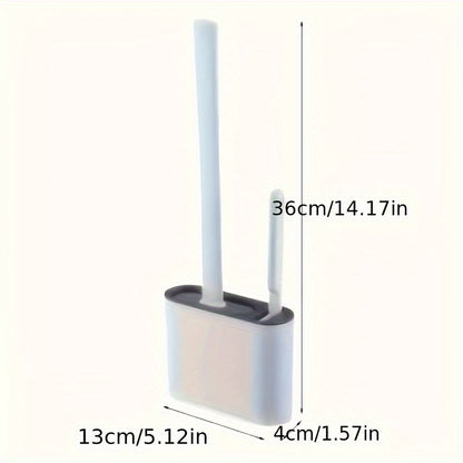 1 Set of 2 Toilet Brushes and 1 Toilet Seat, Wall-Mounted Toilet Brush, Silicone Soft Toilet Head, Long Handle Toilet Brush, Multi-Functional Household Cleaning Tool, Home Essentials