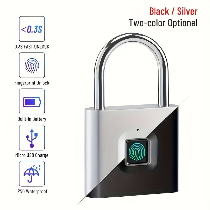 Mini Smart Fingerprint Padlock Waterproof Security Antitheft Keyless USB Rechargeable Suitcase Luggage Backbag Door Lock