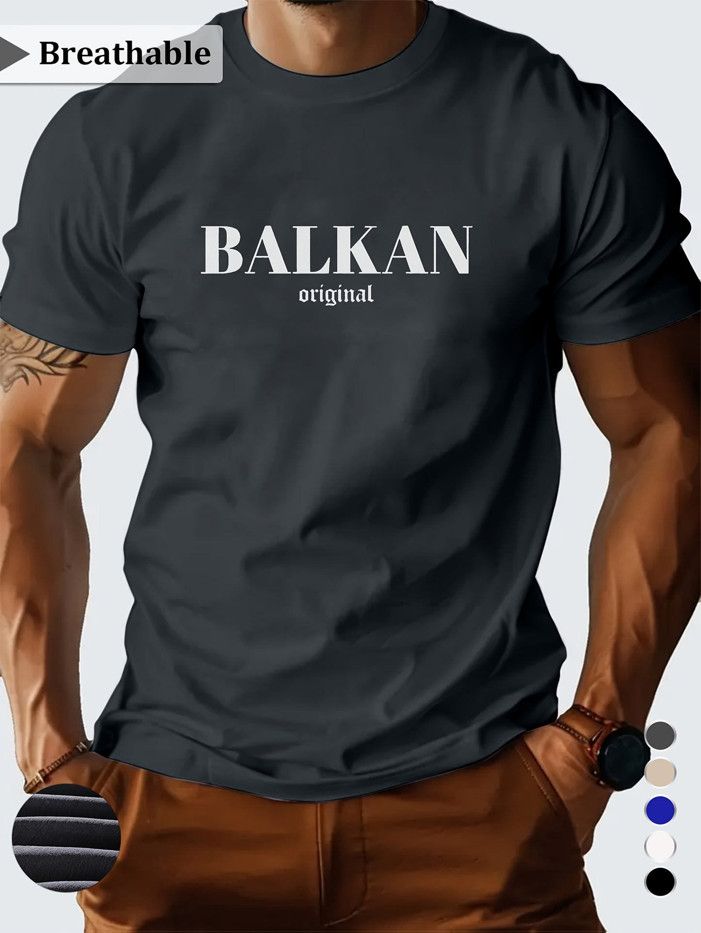 Men'S Casual Short Sleeve T-Shirt - "Made in Balkans" Print, Lightweight & Breathable Summer Tee, Round Neck, Regular Fit, Perfect for Casual Attire, Breathable Clothing | Modern Casualwear | Lightweight Shirt