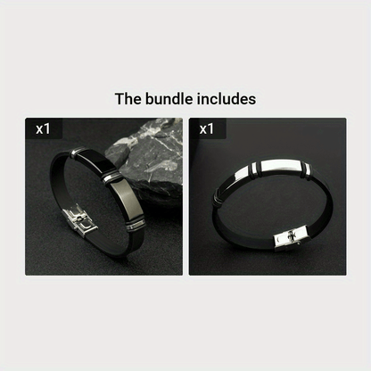 1pc Men'S Stainless Steel Adjustable Cuff Bracelet, Gunmetal Black Plating, Casual Style, Fashion Accessory, with Silicone Lining for Jewelry Gift