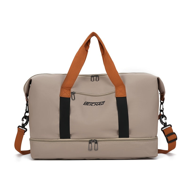 Men's Tote Bag - 1 Large Capacity Gym & Travel Duffel with Shoe Compartment, High-Quality Durable Design Expandable Side Straps for Men Fitness Business Vacation Use in Black/Gray/Blue/Beige/Transparent Gray Options Multi-Pur