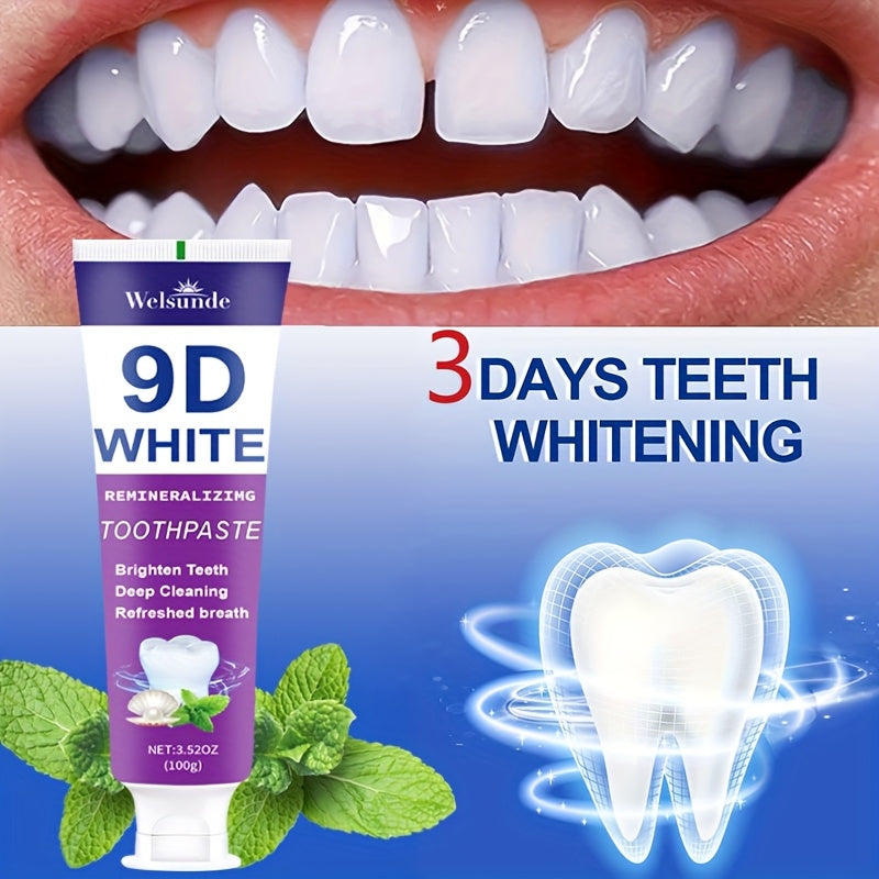 9D Purple Toothpaste, 100g/3.52oz - Deep Clean & Fresh Breath with Natural Pearl Essence for Dental Care, Refreshing Breath, Portable Travel-Friendly Formula, for Men & Women, suitable for daily use and travel