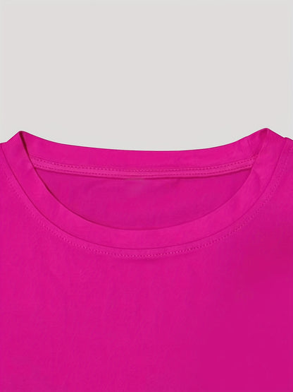 Women'S "Klein" Print Short Sleeve T-Shirt & Black Pants Two-Piece Set - Casual, Stretchy Fabric, Pink & Black Design, Spring/Summer Casual Wear, Casual Attire|Graphic Tee|Stretchy