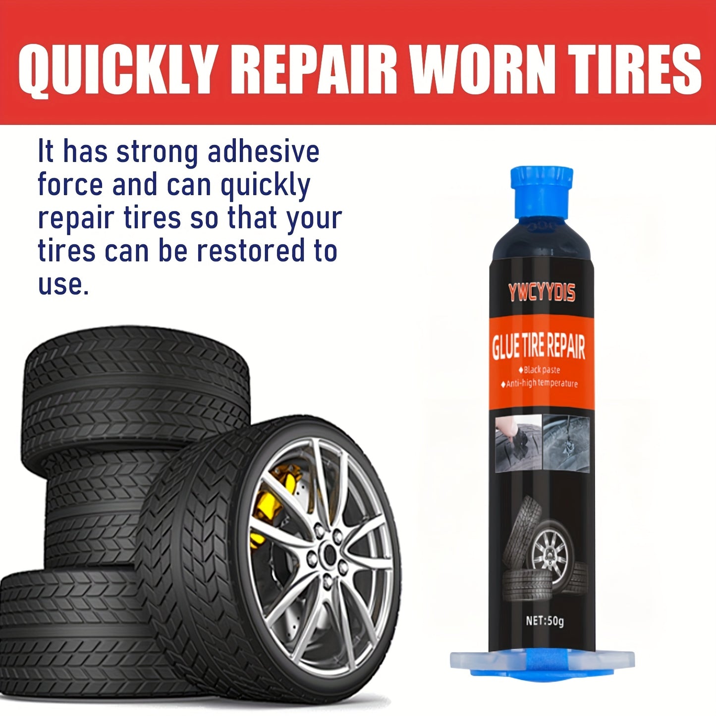 1pc-High quality tire repair glue, special strong patching glue, tire filler, to repair small holes, scratches, cracks in car tires, universal for tires of small cars, motorcycles, bicycles, powerful adhesion, waterproof and