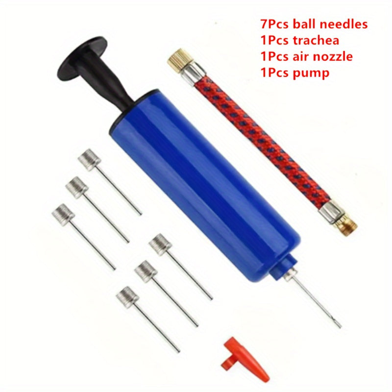 1pc Blue Manual Hand Pump Inflator with Flexible Hose, Portable Air Pump for Basketball, Football, Volleyball - Durable PP Material, Uncharged Operation, Ideal for Valentine'S Day, Women'S Day, Mother'S Day, Thanksgiving, Chr