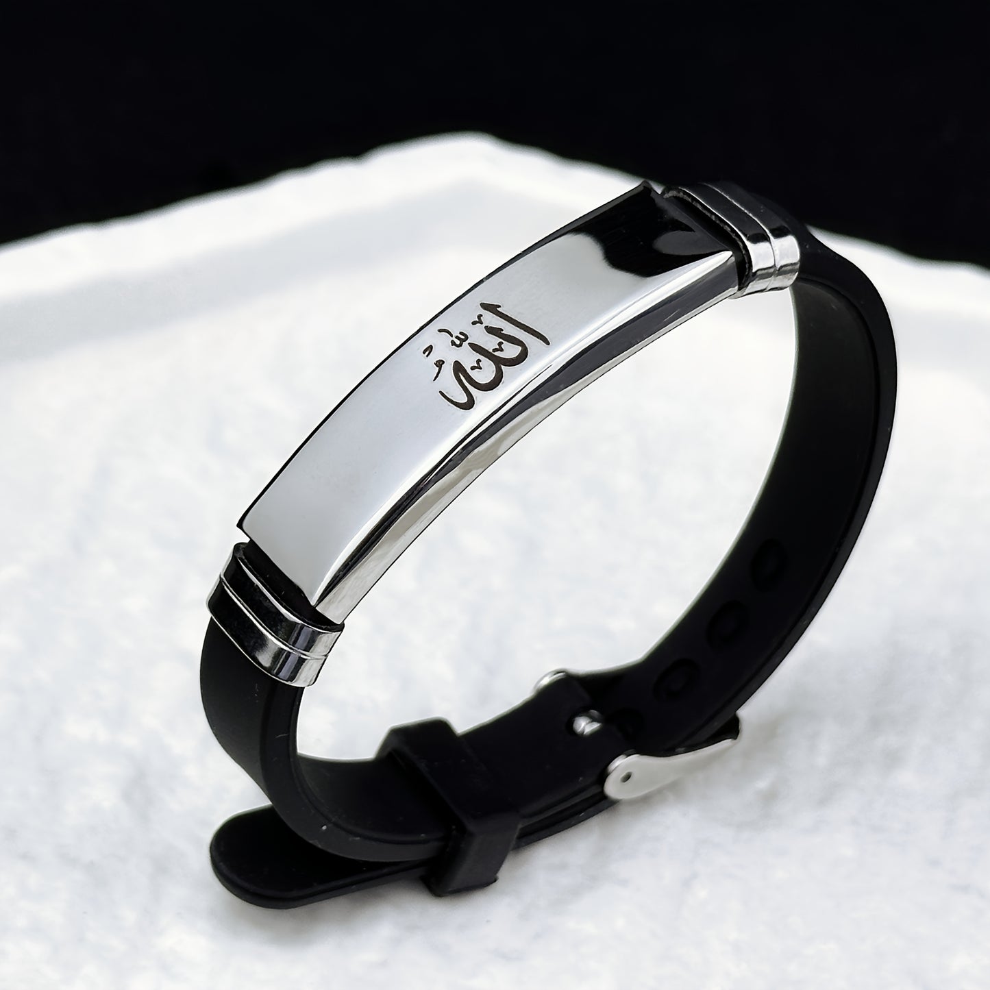 Islamic Arabic Design 304 Stainless Steel Silicone Bracelet Ramadan Eid Gift for Men Women Trendy Minimalist All Occasion Accessory
