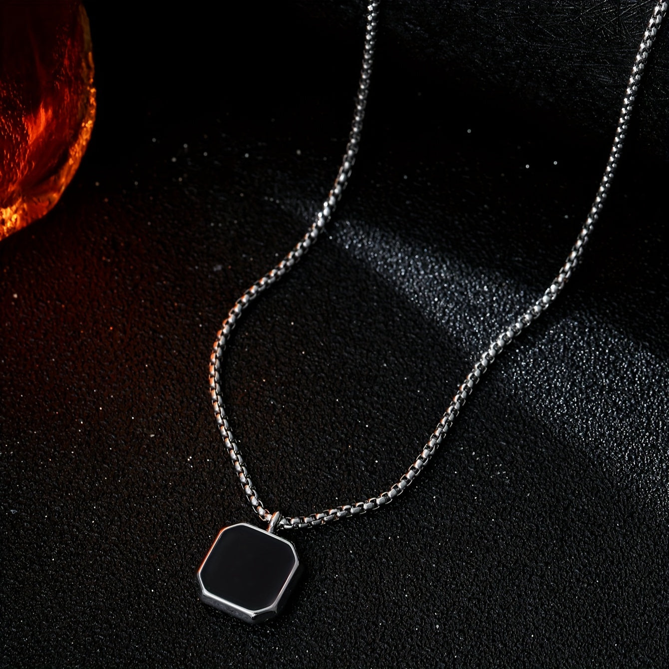 Funky Nooxian Stainless Steel Black Pendant Necklace for Men - Classic and Durable