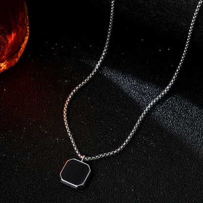 Funky Nooxian Stainless Steel Black Pendant Necklace for Men - Classic and Durable