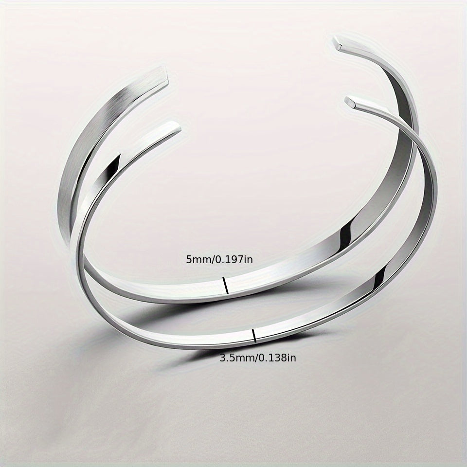 1pc Stylish 316 Stainless Steel Open Cuff Bracelet for Men - 3.5mm/5mm Adjustable, Golden-Tone Finish, Versatile for Daily Wear & Parties, Perfect Gift Idea, Party Accessory, Modern Accessory, Goldtoned Metal
