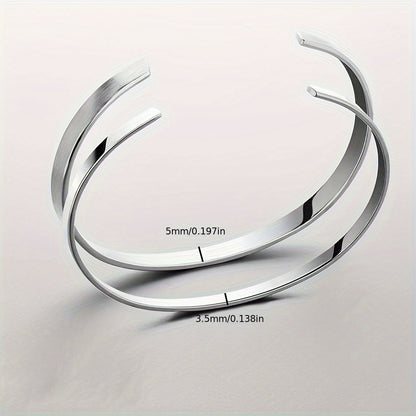 1pc Stylish 316 Stainless Steel Open Cuff Bracelet for Men - 3.5mm/5mm Adjustable, Golden-Tone Finish, Versatile for Daily Wear & Parties, Perfect Gift Idea, Party Accessory, Modern Accessory, Goldtoned Metal