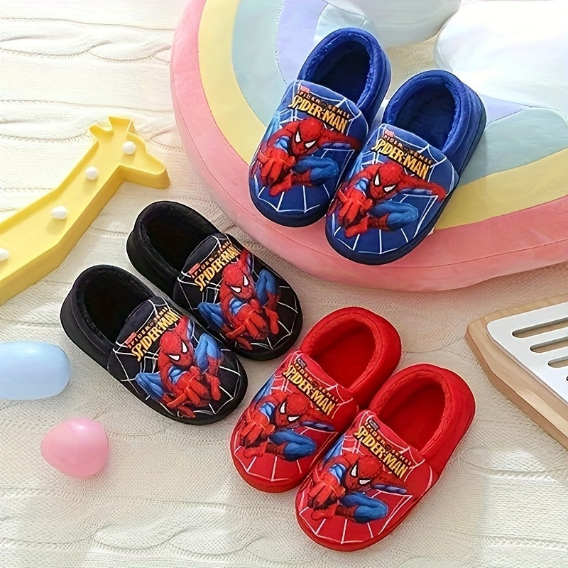 MARVEL Boys' Spider-Man Plush Slippers - Cozy Cartoon Design, Warm & Soft Fabric, Slip-On Indoor House Shoes for Youngsters, Youngsters, and Youngsters, Perfect for Fall/Winter, Youngsters'S Indoor Shoes | Cartoon Character S