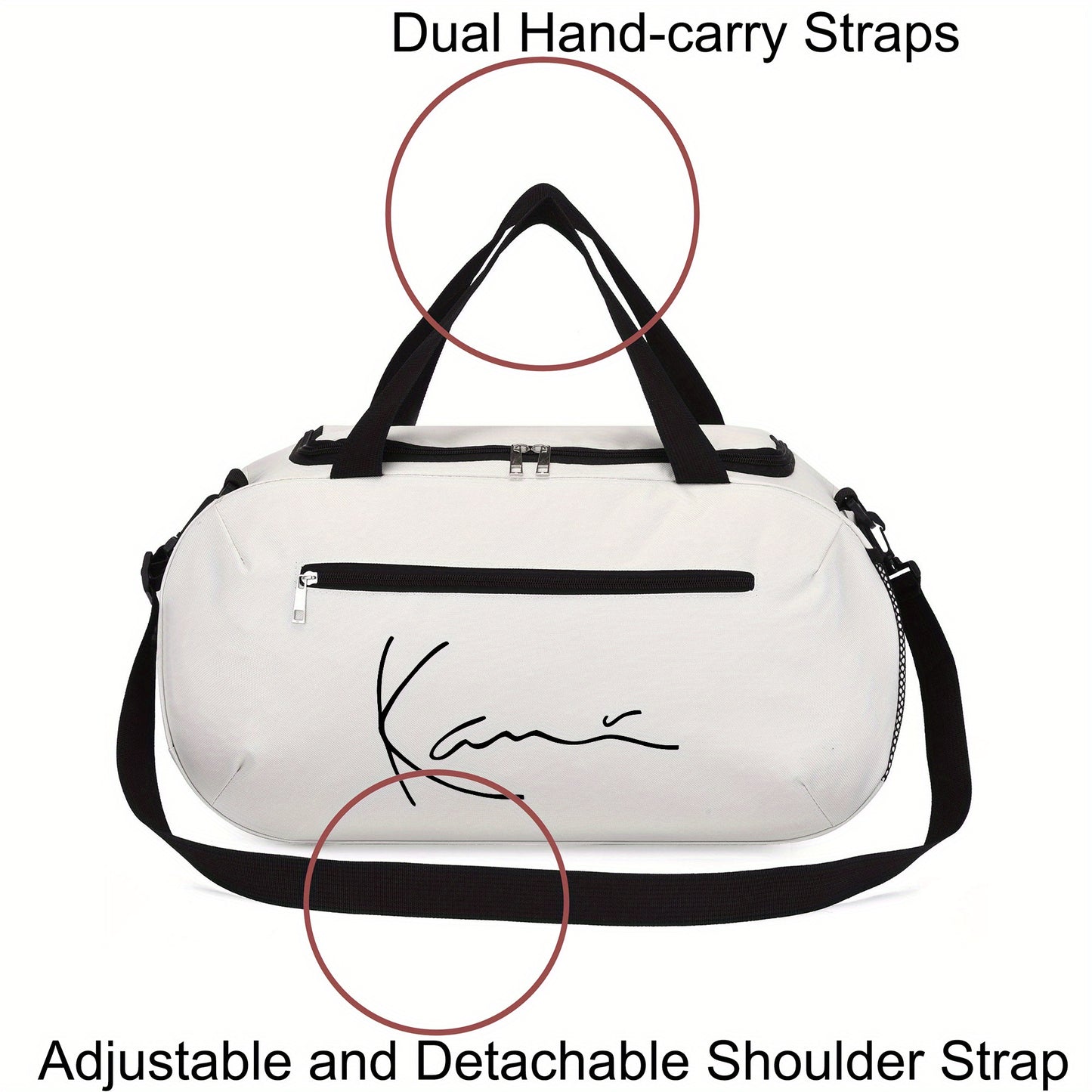 Karl Kani KK Signature Letter Print Duffel Bag, Athletic Carryall, Large Capacity Lightweight Sports Bag with Reinforced Grab Handles, Machine Washable Oxford Fabric for Yoga, Fitness Training, handbag for teenager