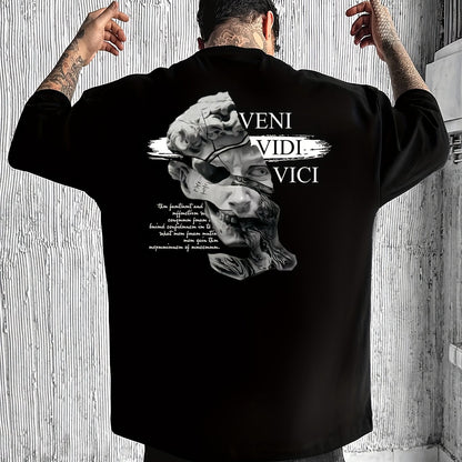 Men'S Casual Crew Neck T-Shirt, Loose Fit, Graphic Print, Polyester, Short Sleeve, Summer Streetwear Tee, Daily Tshirt | Bold Streetwear | Graphic Print Tee