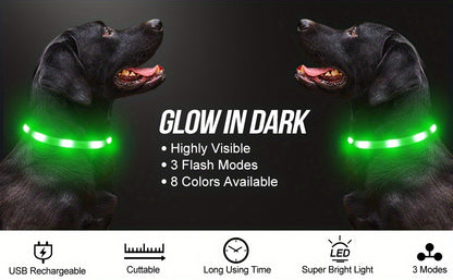 JOYTALE LED Glowing Pet Collar with USB Rechargeable Safety Light for Dogs & Cats