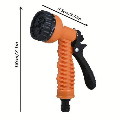High-Pressure Adjustable Nozzle Garden Watering Gun - Lightweight Durable Plastic, Ergonomic Orange and Black Grip, Suitable for American/European Hoses - Ideal for Lawn Care, Car Washing, and Outdoor Watering, Comfortable Ha