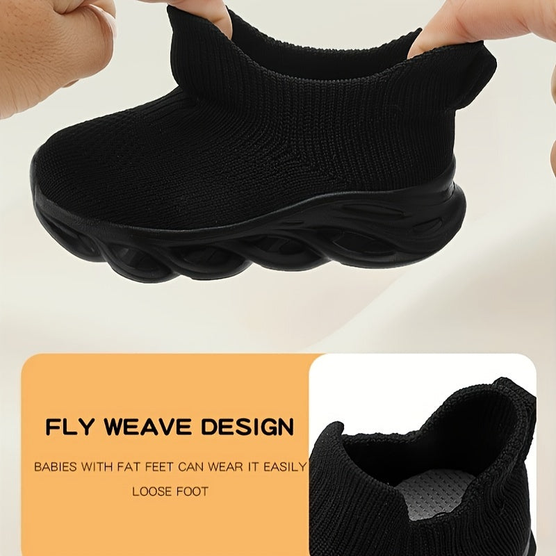 Boys & Girls Lightweight Breathable Slip- Shoes - Elastic Sock Design, Geometric Pattern, All-Season Low-Top Fabric Upper & EVA Sole for Outdoor Hiking, Casual Wear, Training - Ages 14 & Under