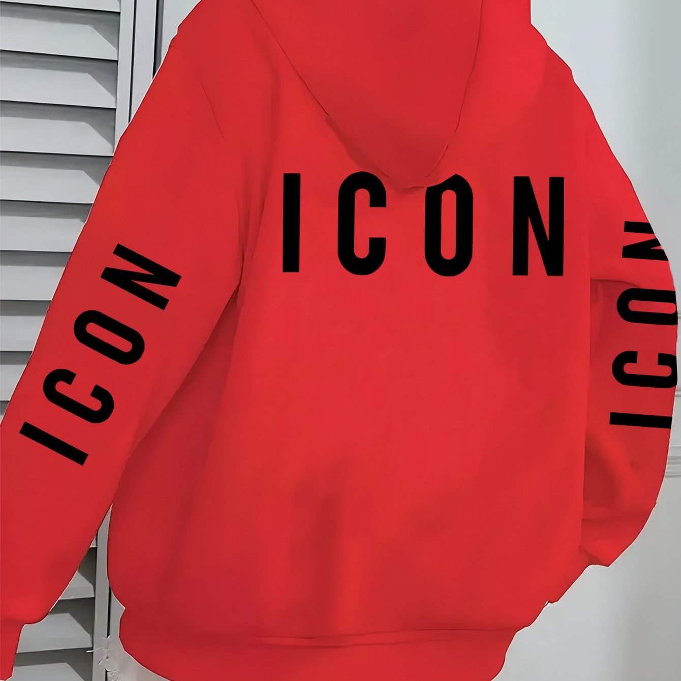 1pc Women'S Pink Hoodie with "ICON" Letter Print - Cozy Long-Sleeve Zip-Up Sweatshirt, Machine Washable, Casual Fall/Winter Pullover with Pockets, Casual Winter Wear | Trendy Casual Hoodie | Machine Washable Fabric
