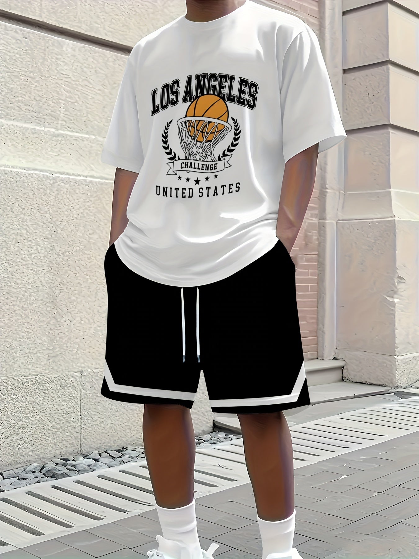 2pcs Men'S Summer Basketball Training Running Suit, Basketball Short Sleeve T-Shirt and 24 Shorts Set