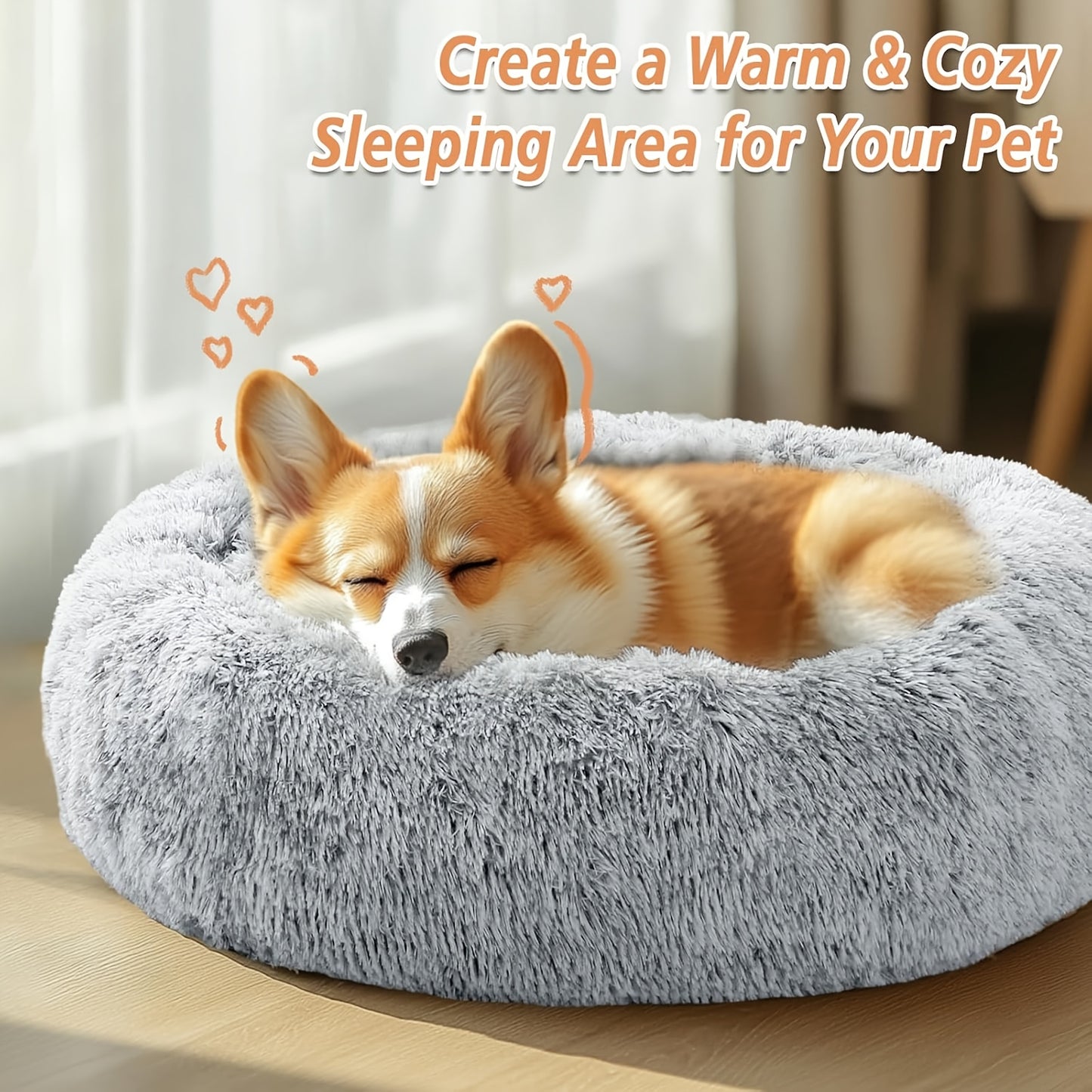 Extra Large Round Plush Dog Bed with Non-Slip Base - 40cm-100cm, Soft Faux Fur Pet Bed for Small, Medium & Large Dogs, Cozy Warmth, Perfect Halloween & Christmas Gift, Available in 6 Sizes, Dog Bed for Dogs, Cozy Pet Furnitur