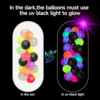 30pcs Neon Glow Balloons, 30.48cm Round Emulsion Balloons with Stars, Ideal for Graduation, Housewarming, Retirement Parties - No Electricity Needed, Versatile Indoor/Outdoor Decorations, Party Decorations