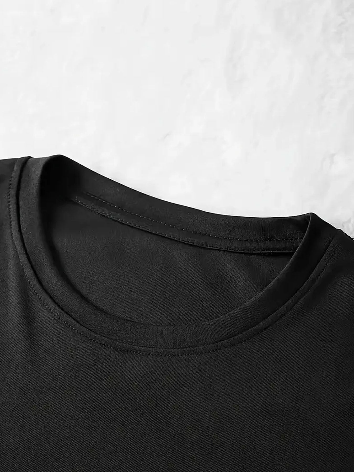 Women'S "Klein" Print Short Sleeve T-Shirt & Black Pants Two-Piece Set - Casual, Stretchy Fabric, Pink & Black Design, Spring/Summer Casual Wear, Casual Attire|Graphic Tee|Stretchy