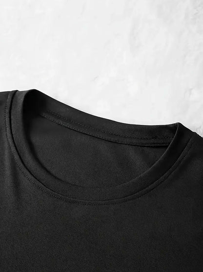 Women'S "Klein" Print Short Sleeve T-Shirt & Black Pants Two-Piece Set - Casual, Stretchy Fabric, Pink & Black Design, Spring/Summer Casual Wear, Casual Attire|Graphic Tee|Stretchy