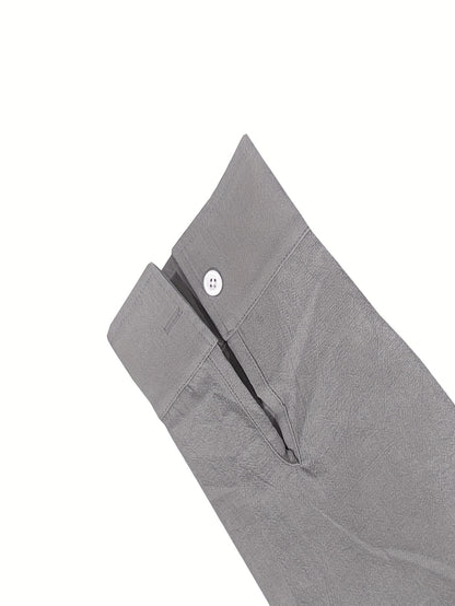 Men's Lightweight 95% Linen Shirt - Breathable Summer Casual Button-Up with Stand Collar, Regular Fit for Beach & Urban Wear, Solid Color