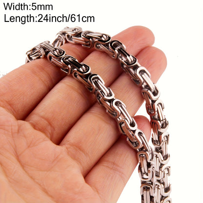 Men'S Cuban Chain Necklace - Heavy-Duty 304 304 Stainless Steel Jewelry, Interlocking Link Design for Everyday & Formal Wear - Birthday/Anniversary/Father'S Day Gift for Him - Durable Hip-Hop Necklace for Men, Hip Hop Necklac