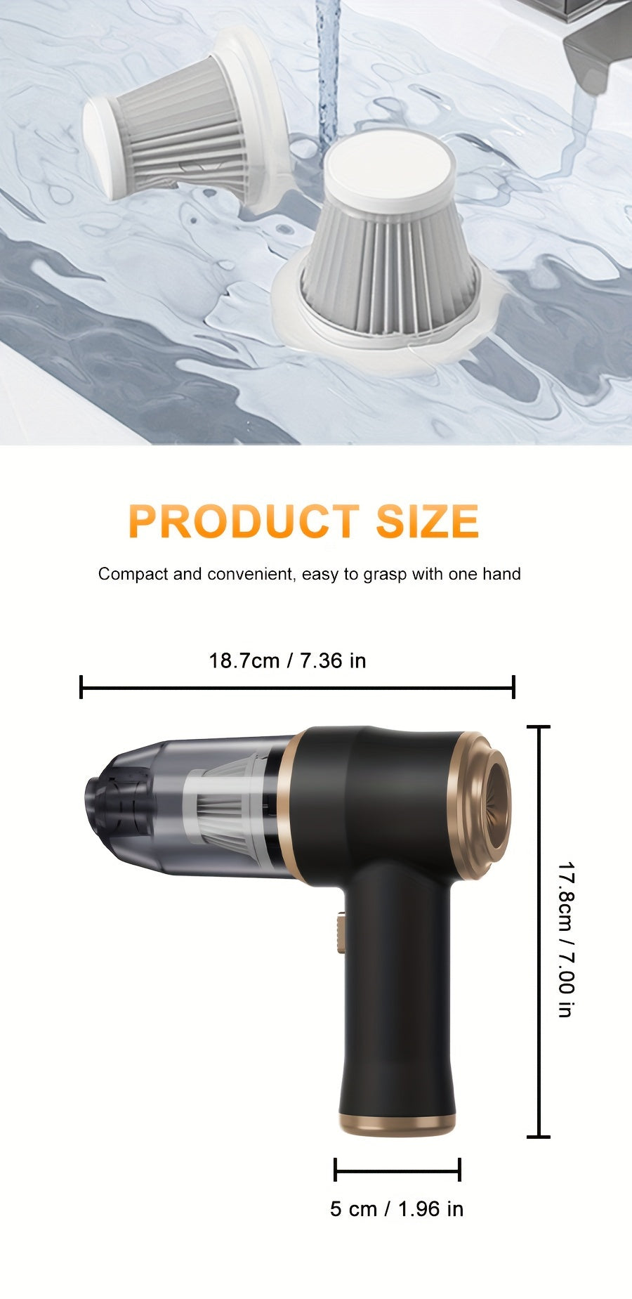BELlBUY Portable Cordless Handheld Vacuum Cleaner, 6000Pa Powerful Suction for Cars, Computers, Sofas, Offices, Pets, and Homes - Includes Multiple Nozzles, USB Rechargeable, Low Noise, Car Vacuum Cleaner