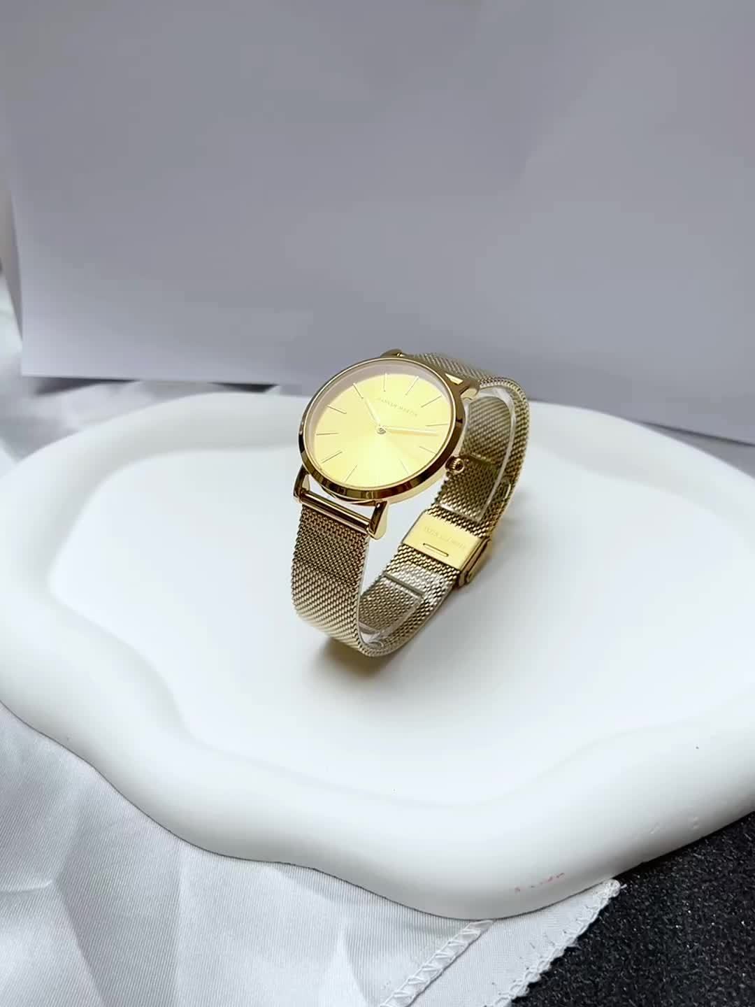 New Arrival 1pc Fashionable 's Rose Golden Watch, Golden & Silvery Stainless Steel Mesh Strap, Gorgeous Quartz Watch, Suitable for Daily Vacation Banquet Wear, Comes with Black Exquisite Box and Also Suitable as Gift - Girlfr