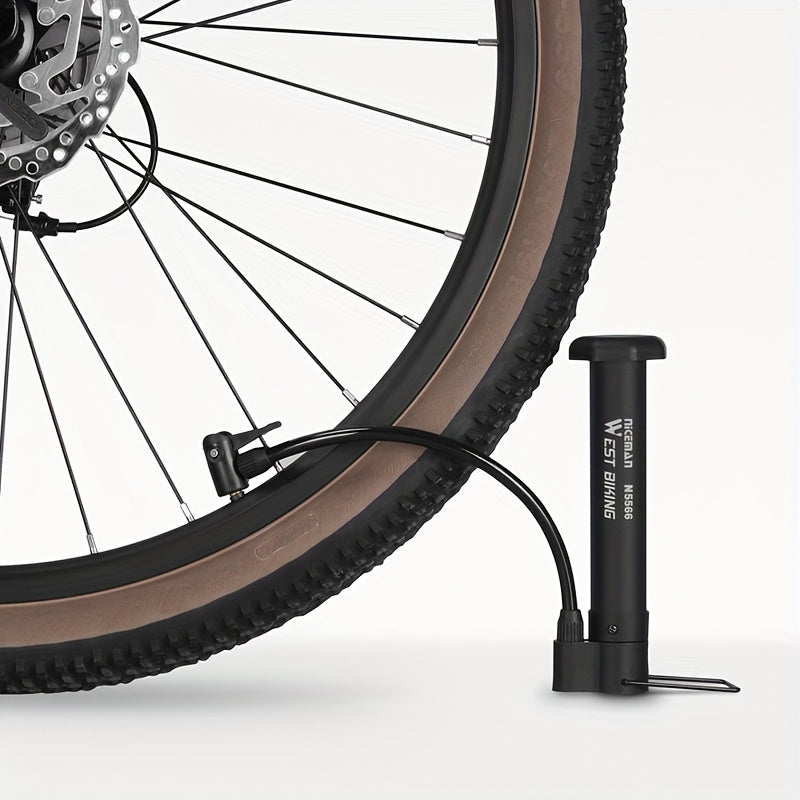 1pc Portable Bike Pump - Multifunctional Ball & Bike Air Pump for Basketball, Football, and Balloons, Manual Operation, Black ABS with Colorful Nozzles, Sports Equipment Pump, Functional Design, Durable Construction