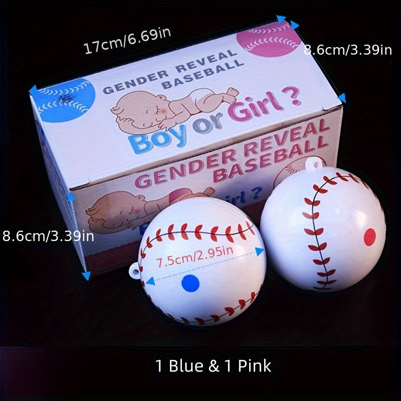 Gift box packaging for baseball gender revelation, party atmosphere props, plastic, boy or girl prediction games, including pink and blue powder packs, celebration supplies