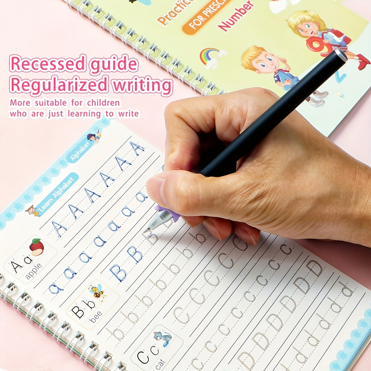 Groove Practice, Groove Magic Workbook Set (4 Books + 1 Pen + 5 Refills + 1 Pen Grip) Educational Workbooks, Vocabulary Cards - Reusable, Perfect Christmas, Thanksgiving, etc. 16 Festival Gifts
