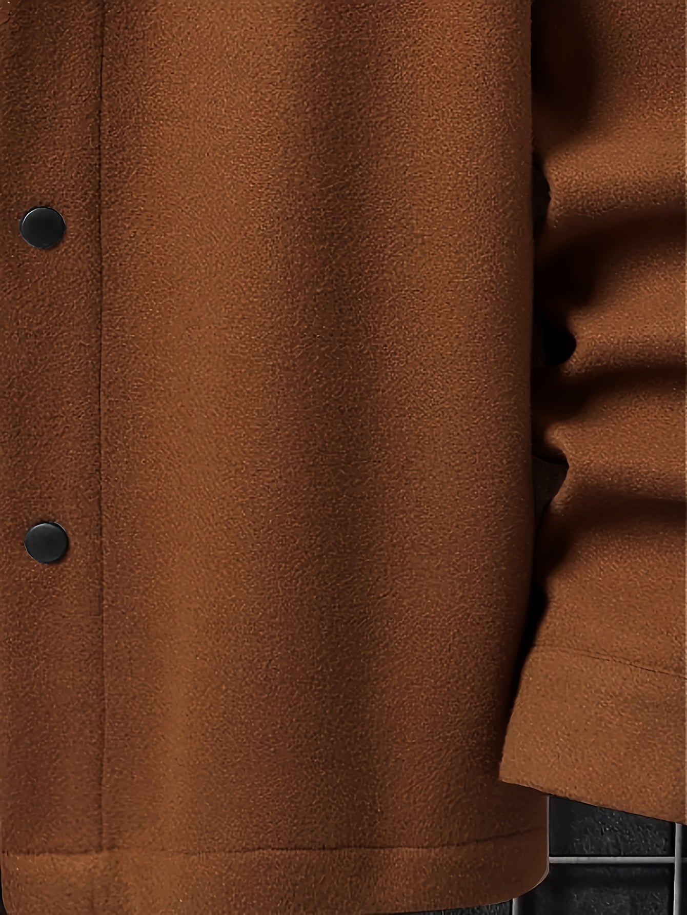 Men's Casual Button-Up Jacket with Front Pocket and Turn-Down Collar, Solid Color, PLUS SIZE