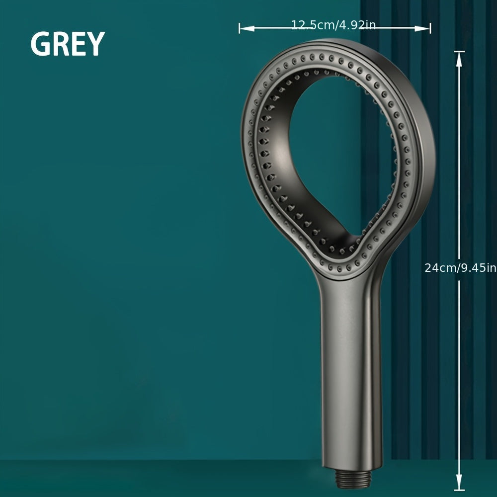 High Pressure Shower Head Without Hose, Plastic Material, Circular Design, Wall Mounted, Handheld Spray for Bathroom, Black/Silvery/Grey Shower Tub Head, Bathroom Accessories